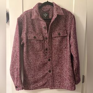 Houston White Maroon and White Herringbone Jacket